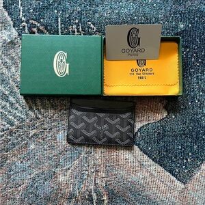 Goyard Saint Sulpice Black Gray Card Holder Wallet Paris Goyardine Monogram
